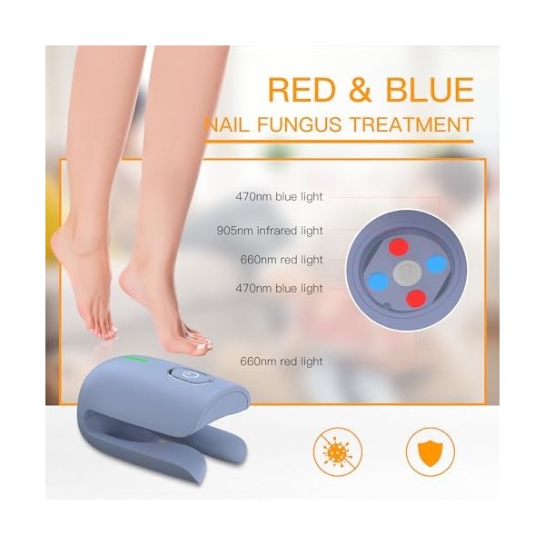 KTS Appareil de traitement des champignons des ongles, thérapie au laser portable pour les champignons des ongles,entretien d