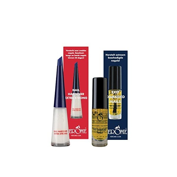 Herome Combi-Pack Soin SOS Ongles Abîmés & Durcisseur Extra Fort Pour Ongles Exit Damaged Nails 7ml. & Nail Hardener Extra S