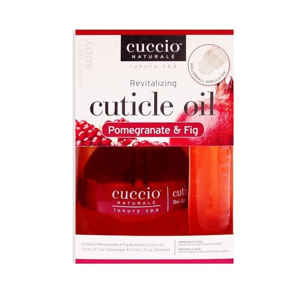 Cuccio Naturale Cuticle Revitalizing Oil Set - Pomegranate and Fig For Unisex 2 Pc 2.5oz Eyedropper, 0.33oz Rollerball