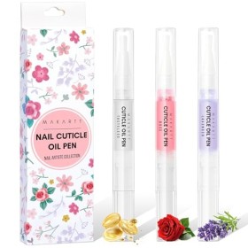Makartt Huile Cuticules Ongles Kit - 3 Pièces Cuticle Oil Stylo - pour Hydratante Soins des Ongles Réparer les Fissures
