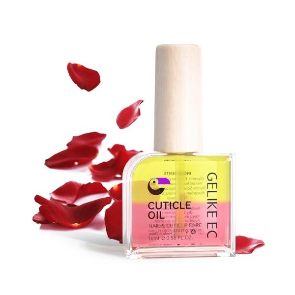 Huile à Cuticules pour Ongles - Gelike ec Huile Cuticule de Soin Rose avec Jojoba et Vitamine E, Hydrate et Nourrit les Ongle