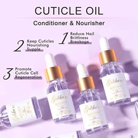 Gelike ec Huile Cuticules Ongles Jojoba Vitamine B et E Lavande 15ml Huiles Essentielle Réparatrice Revitalisante Hydratante 