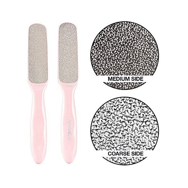 Probelle 2 faces fichier Hypoallergénique Nickel Pied pour Callus parage et callosités Removal Rose 