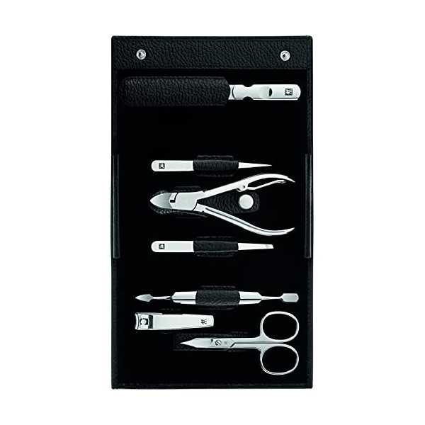 ZWILLING Kit de manucure et pédicure Classic INOX - Kit de voyage - 7 pièces - Noir & 97509-004-0 Classic Inox Étui en Cuir d