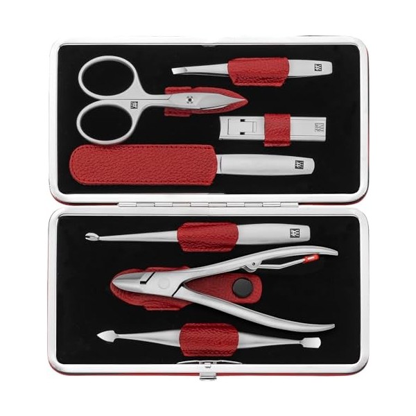 ZWILLING Manicure Twinox Trousse Manucure, Cuir Rouge, 7 Pièces, 1 Unité