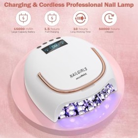 Lampe à Ongles Rechargeable,NAILGIRLS 80W Sans Fil Lampe Led UV Pour Ongles Capteur Automatique Séchoirs à Ongles avec 4 Régl