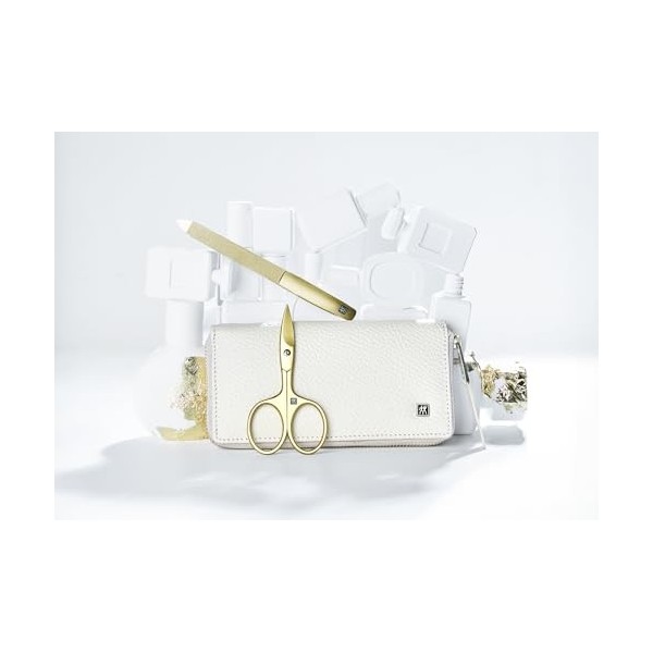 ZWILLING Manucure kit 5 pièces, étui en cuir véritable, set de voyage, avec ciseaux à ongles et ciseaux à cuticules , Premiu