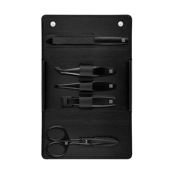 ZWILLING Manucure kit 5 pièces, set de voyage pour les poils du visage et de la barbe, avec coupe-ongles et ciseaux à barbe 