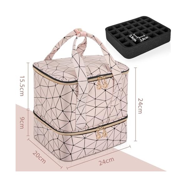 IBVIVIC Sac de rangement pour vernis à ongles - Organiseur pour 30 bouteilles jusquà 15 ml et une lampe à ongles - Sac de 