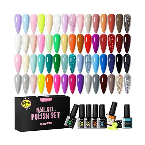 UR SUGAR Vernis Semi Permanent Lot été 60pcs Pastel Nenon, Kit Vernis Semi Permanent Nudee Rose Blue Janue, Vernis à Ongles P