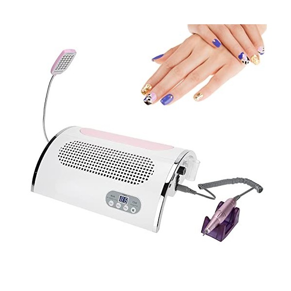 Sonew 4 en 1 Perceuse à Ongles Électrique Avec Collecteur De Poussière, Lime à Ongles Aspirateur pour Lart des Ongles, 54W U