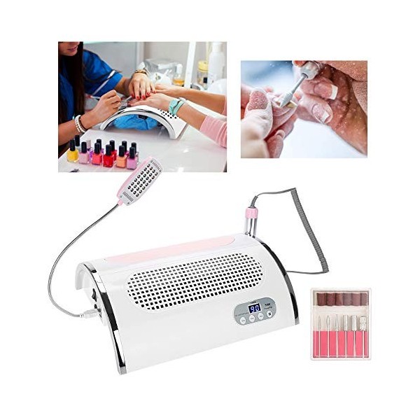 Sonew 4 en 1 Perceuse à Ongles Électrique Avec Collecteur De Poussière, Lime à Ongles Aspirateur pour Lart des Ongles, 54W U