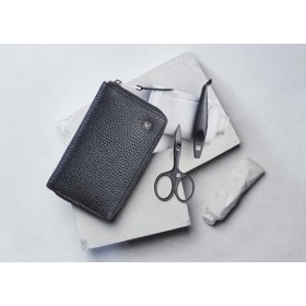 ZWILLING Manucure kit 5 pièces, fermeture à bouton-pression en cuir véritable, set de voyage, avec ciseaux à ongles et coupe
