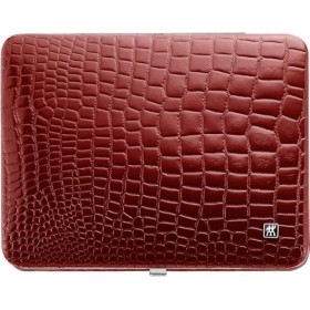 ZWILLING Kit de manucure complet en cuir de vache - Édition crocodile - 10 pièces - Rouge