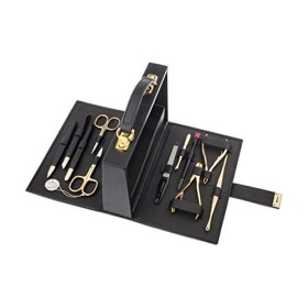 Kit de manucure en cuir avec fermeture Bordeaux ou noir