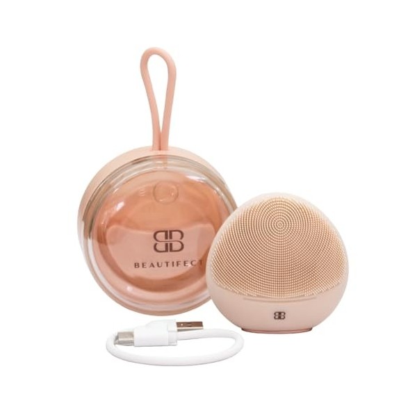 Beautifect Trousse de manucure 5 pièces en acier inoxydable - Design compact avec miroir - Or rose