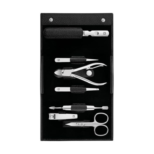 ZWILLING Manucure kit 7 pièces, Set de pédicure, Set de trousse de voyage, soin des ongles, cuir véritable , Acier inoxydabl