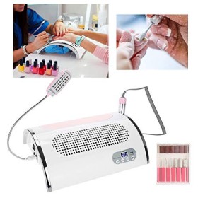 3 en 1 Aspirateur pour Ongles, Dispositif Durcissement Lampe à Ongles Pour Manucure Ventilateur Dextraction Poussière Concep