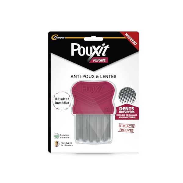 POUXIT - Peigne anti-poux et lentes en acier inoxydable - Méthode naturelle contre les poux et les lentes - Résultat immédiat