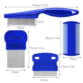 4 Pcs Peigne anti Poux, Peigne à Poux, Peigne Anti Puces pour Chat et Chien, Peigne anti Poux Chien, Brosse anti Puces pour C