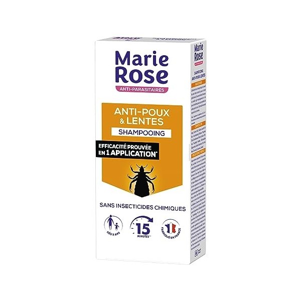 MARIE ROSE - Shampooing Anti-Poux Et Lentes - Sans Insecticides Chimiques - Adultes et Enfants à partir de 3 ans - Respect du