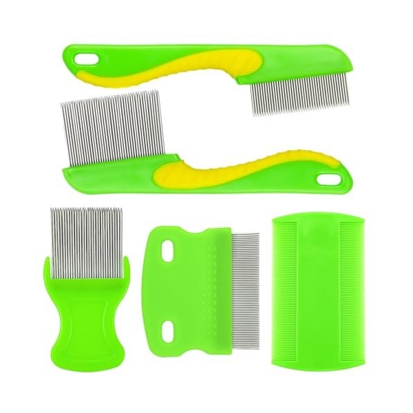 Peigne à Poux 5Pcs Peigne Anti Poux, Peigne Anti Puces Extra Fin en Acier Inoxydable, Peigne poux et Lentes, Peignes Délimin