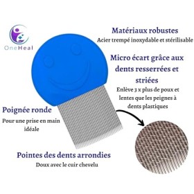 Peigne Anti Poux et Lentes | Pour Enfant, Adulte et Toute la Famille | Efficace Traitement 100% Naturel | Élimine Sans Abimer