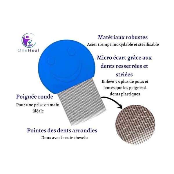 Peigne Anti Poux et Lentes | Pour Enfant, Adulte et Toute la Famille | Efficace Traitement 100% Naturel | Élimine Sans Abimer