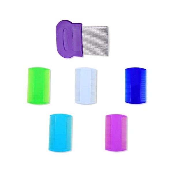 Lot de 6 Peignes Anti Poux Lentes et Puce - 1 Peignes à Poux en Acier Inoxydable - 5 Peignes Anti Poux Fins Double Face pour 