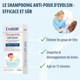 Evolsin - Shampoing anti poux avec peigne anti-poux pour adultes & enfants à partir de 6 mois - anti poux et lentes fort - 12