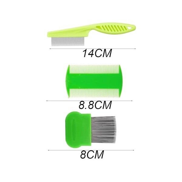 Peigne à Poux, 3 Pcs Peigne Anti Poux, Peigne à Dents en Acier Inoxydable, Peignes Anti Poux Fins Double Face, Peignes Délim