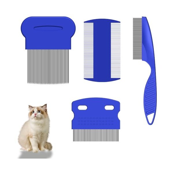 Lmyzcbzl Peigne Anti Poux, 4 Pcs Peigne à Poux, Peignes Délimination des Poux, Peigne Anti Puces en Acier Inoxydable, Peigne