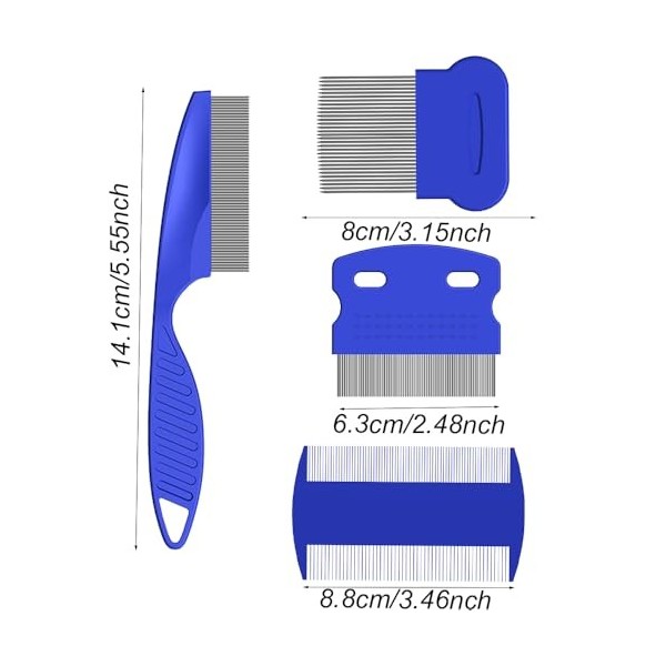 Lmyzcbzl Peigne Anti Poux, 4 Pcs Peigne à Poux, Peignes Délimination des Poux, Peigne Anti Puces en Acier Inoxydable, Peigne