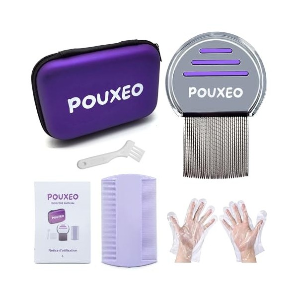 Peigne Anti Poux et Lentes | Acier Inoxydable | Kit 5 Articles | Tout Types de Cheveux | Idéal pour Enfant | Peigne Poux Méta