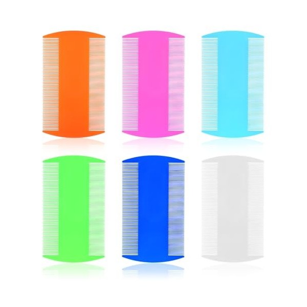 Ymapinc Lot de 6 peignes double face anti-poux en plastique - Peigne anti-puces pour chat - Peigne à poux pour enfants et ani