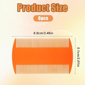 Ymapinc Lot de 6 peignes double face anti-poux en plastique - Peigne anti-puces pour chat - Peigne à poux pour enfants et ani