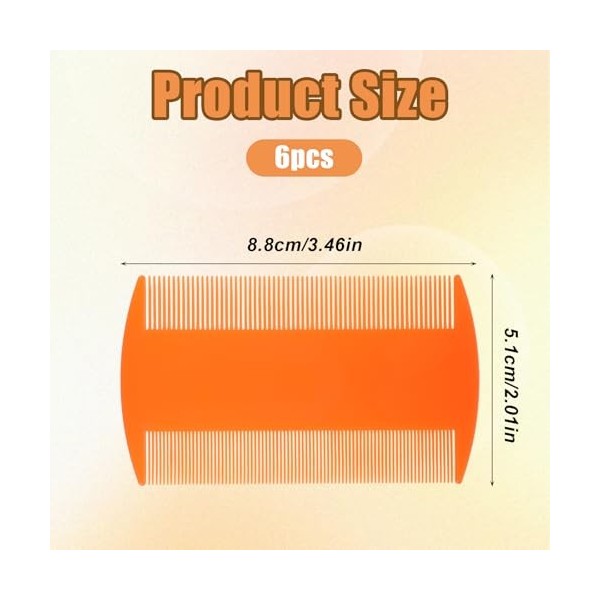 Ymapinc Lot de 6 peignes double face anti-poux en plastique - Peigne anti-puces pour chat - Peigne à poux pour enfants et ani