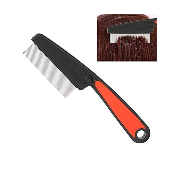 Haosie Peigne Anti Poux, Peigne Lentes Extra Fine Dents en MéTal, Peigne à Poux Cheveux Fins en Acier Inoxydable à Long Manch