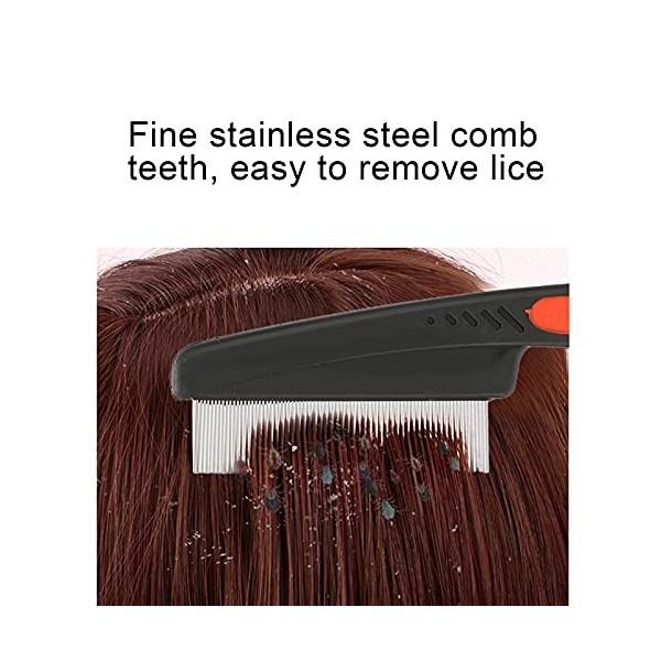 Haosie Peigne Anti Poux, Peigne Lentes Extra Fine Dents en MéTal, Peigne à Poux Cheveux Fins en Acier Inoxydable à Long Manch