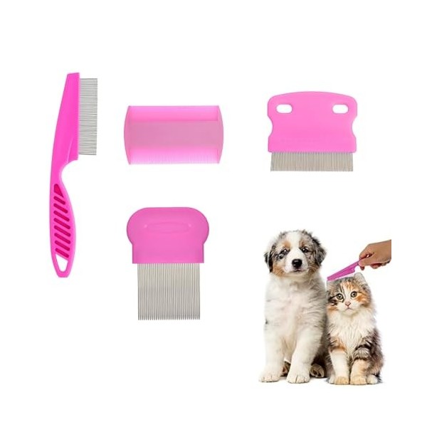 4 Pcs Peigne Anti Poux, Peigne à Dents en Acier Inoxydable, Peignes Délimination des Poux, Peignes Anti Poux Fins Double Fac