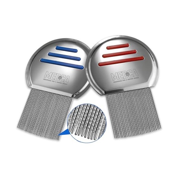 Peigne à Poux - Paquet de 2 Peigne en Acier Inoxydable et Traitement Anti-Poux Efficace, Meilleurs Résultats pour Enfants e