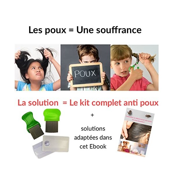 Peigne anti poux. Peigne a poux & lentes 4 pcs. Peigne à poux adulte double face. Produit naturel Lot de peigne anti poux pou