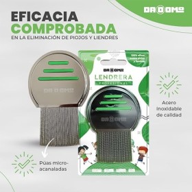 DADOMO, peigne anti-poux et anti-lentes en acier inoxydable, avec guide informatif, lames micro-rainurées et pointes arrondie