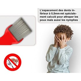Peigne Anti Poux et Lentes 100% Naturel Peigne Fin Efficace pour Toute la Famille Bébé et Animaux comme Chien ou Chat Anti Pu