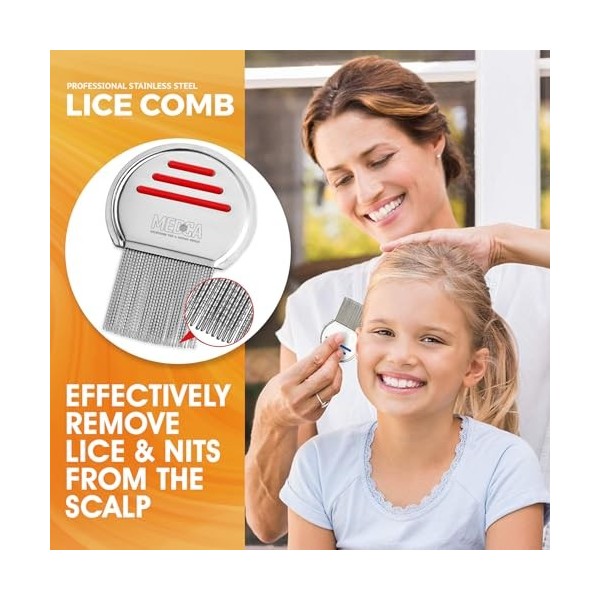 Peigne à poux – Lot de 3 peignes à poux en acier inoxydable pour éliminer les œufs avec pointes arrondies pour plus de confor