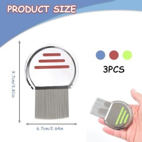 Lot de 3 peignes à poux professionnels en acier inoxydable à longues dents pour traitement des lentes de puces, pellicules, t