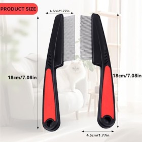 Lot de 2 peignes confortables pour enlever les poux et les pellicules durables en acier haute résistance pour le toilettage d