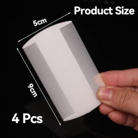 Lot de 4 peignes à poux, peigne à lentes double face durable pour enfants et adultes blanc 