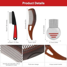 HENGBIRD Lot de 4 peignes anti-poux en acier inoxydable pour les personnes - Peigne professionnel anti-puces pour chiens et c