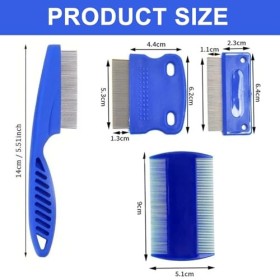 Lot de 4 peignes à poux - Peigne à lentes double face - Peigne à lentes - Peigne à poux - Peigne à poux en acier inoxydable e